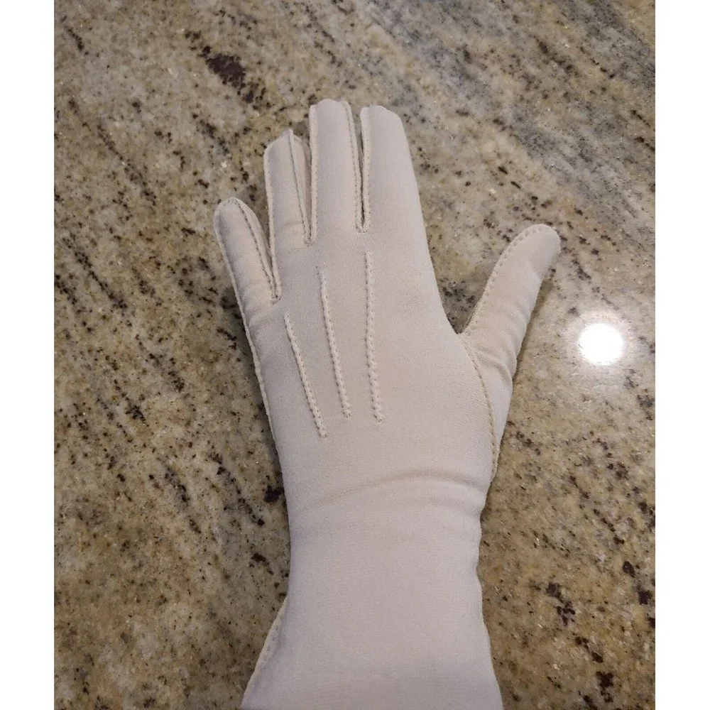 Vintage One Size Beige Formal Nylon Stretch Gloves 10